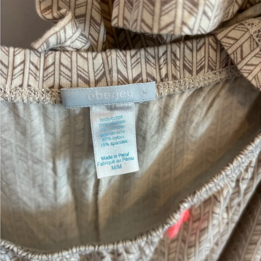 Anthropologie Eberjey Tan & Cream Printed Cami & Long Pant Pajama Set Size M - Picture 7 of 8